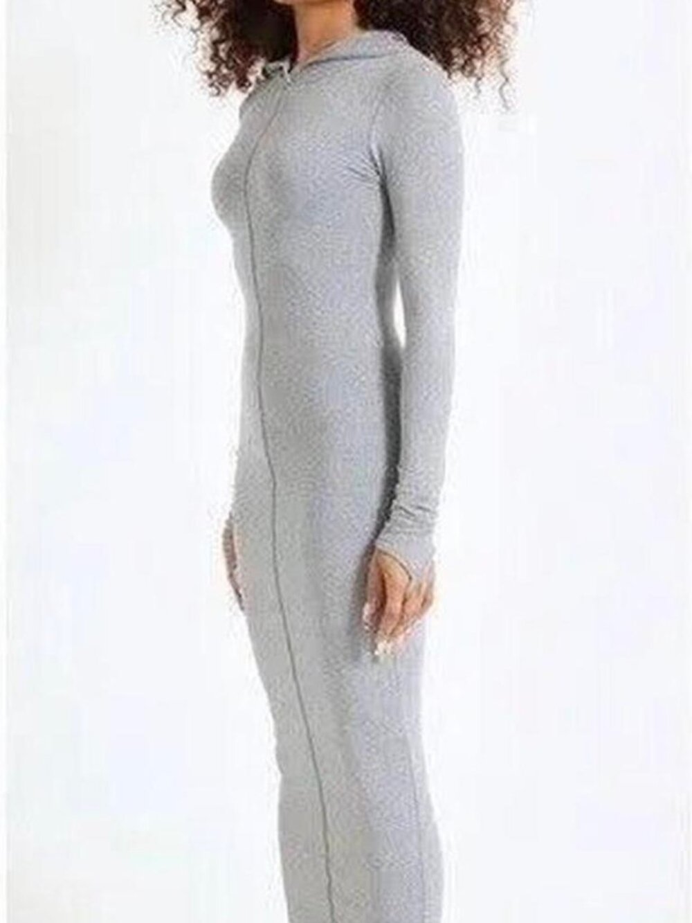 matte brand grey hooded dress